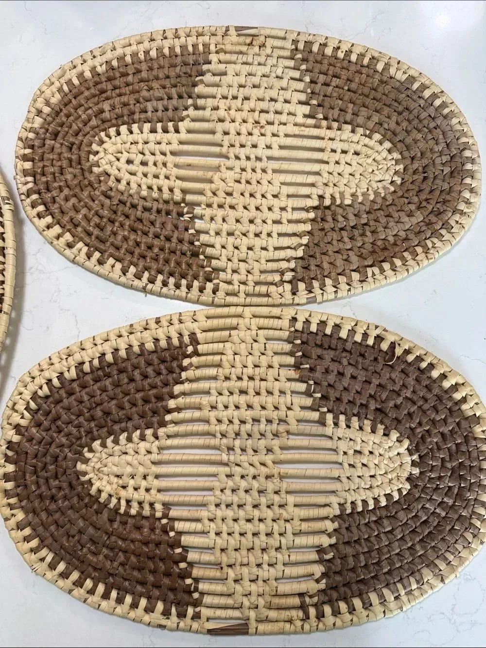 Handwoven Rattan Placemats - Natural & Brown Set of 5